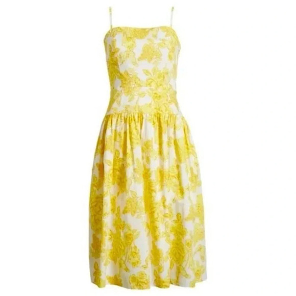 Eliza J Floral Print Cotton Bow Detail Sundress in Yellow Size 14 NWT - Picture 3 of 15